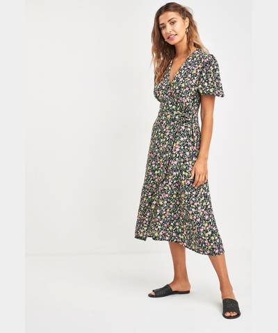 Navy Ditsy Floral Dress