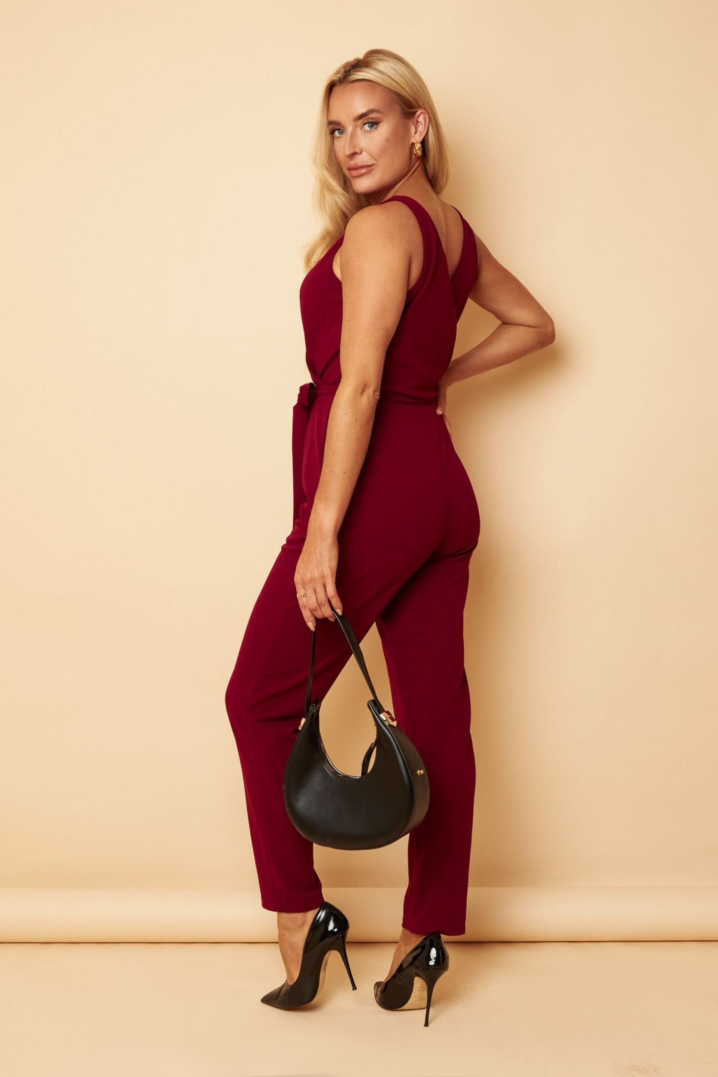 Wrap Front Jumpsuit Burgundy