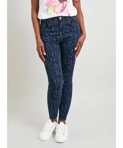 Dark Denim Animal Print Skinny Jeans
