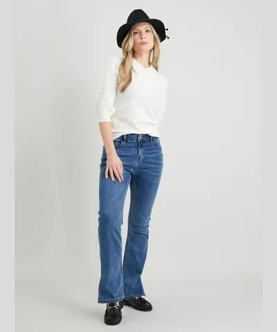 Petite Light Wash Split Hem Bootcut Jeans