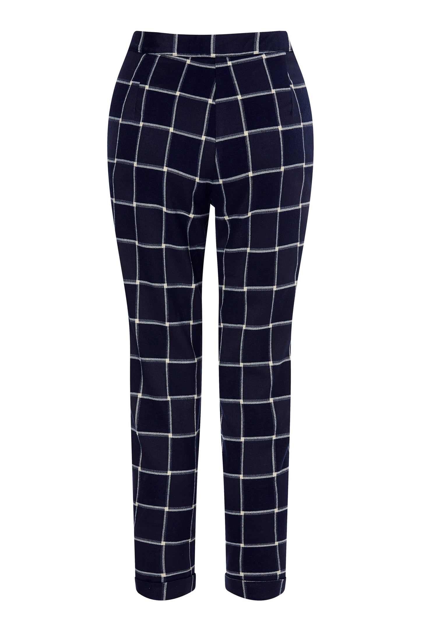 Navy Check Fitted Trouser