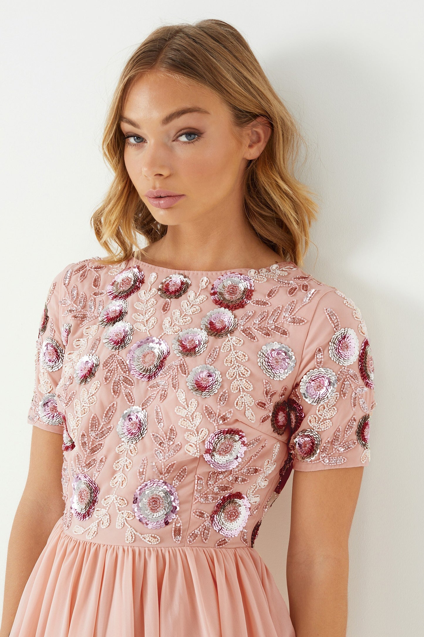 Embellished Skater Dress Pink