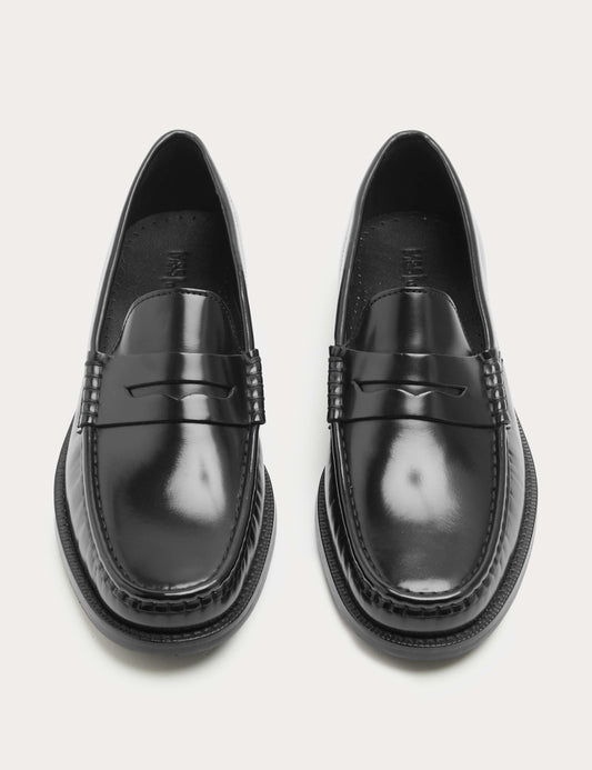 Leather Penny Loafers Black