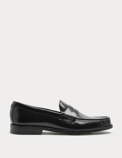 Leather Penny Loafers Black