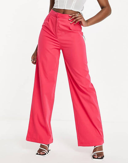 Wide Leg Trouser Co-ord in Hot Pink