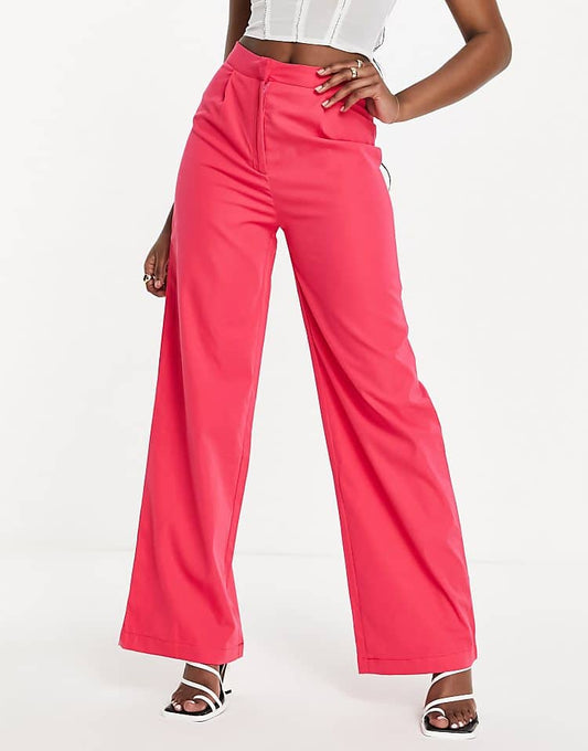 Wide Leg Trouser Co-ord in Hot Pink