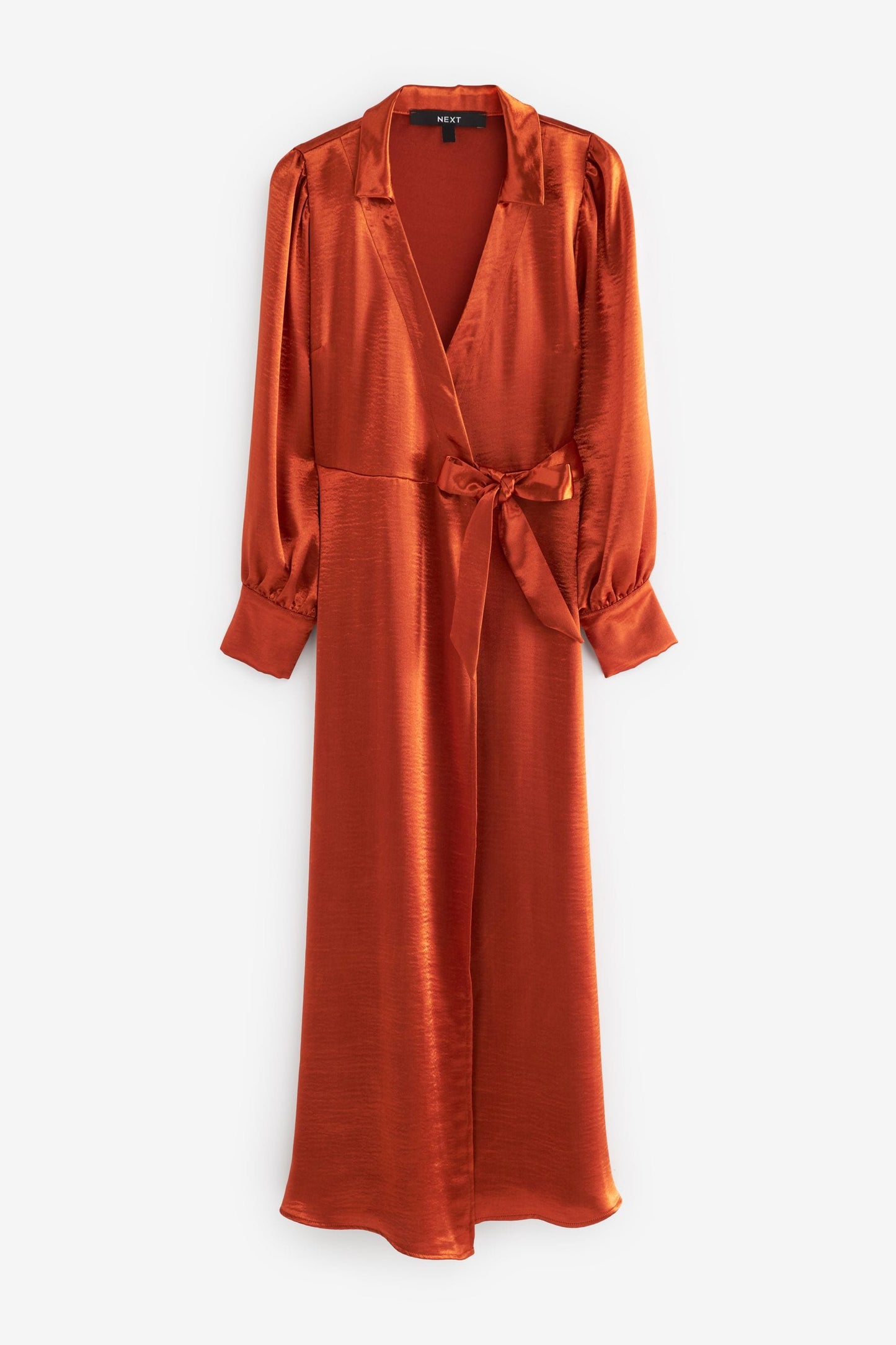 Copper Orange Satin Shirt Dress