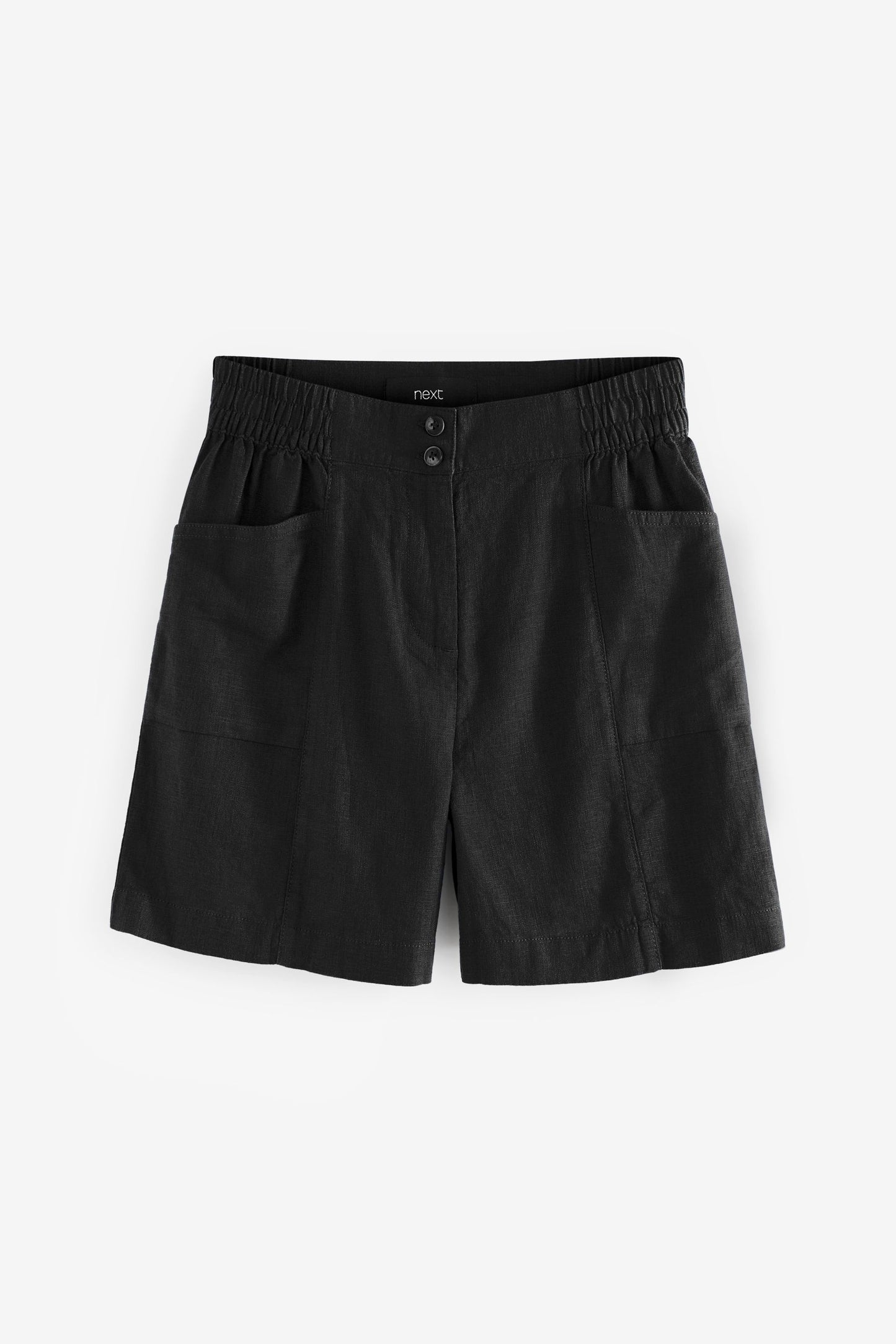 Black Linen Blend Shorts