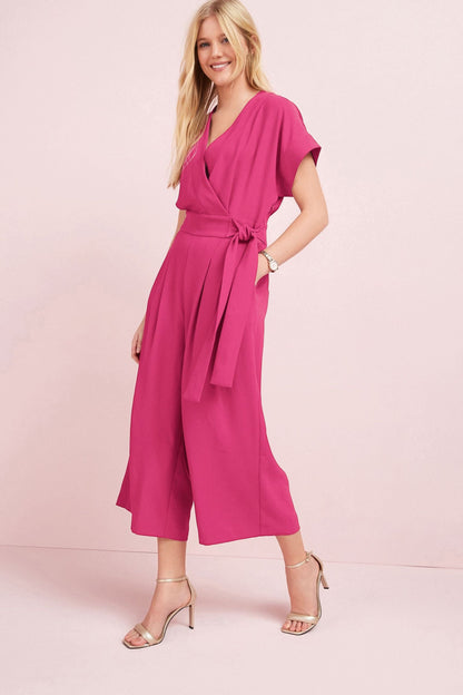 Pink Crepe Culotte Jumpsuit