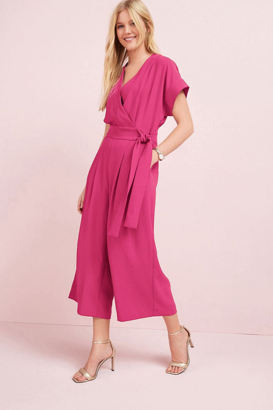 Pink Crepe Culotte Jumpsuit