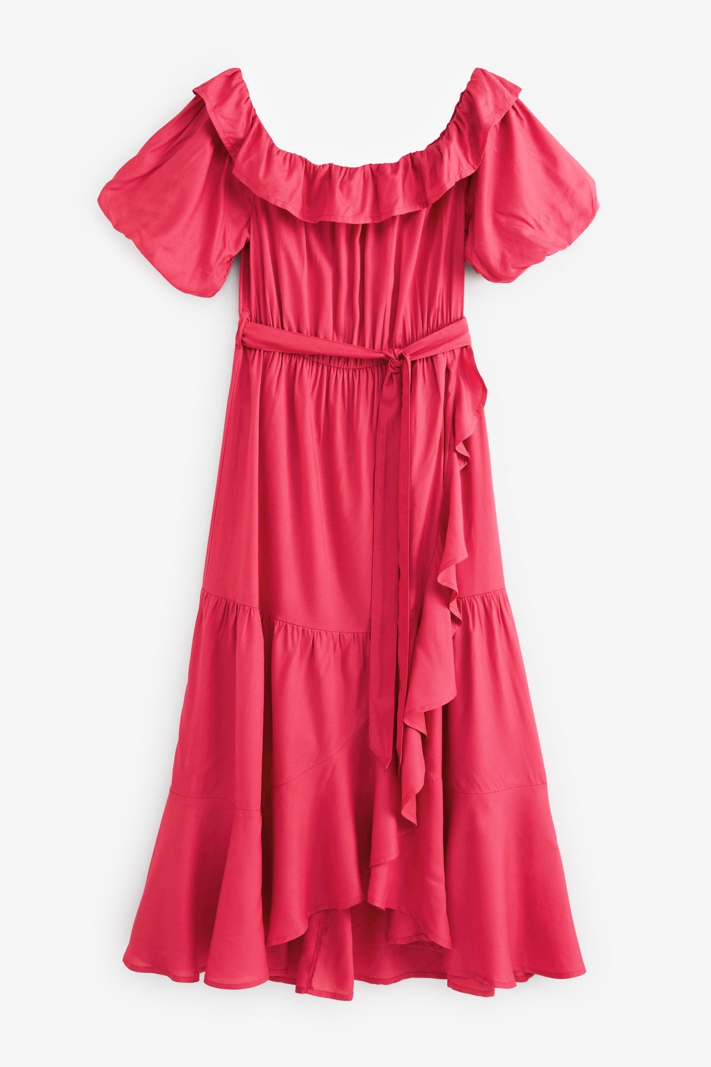 Pink Off Shoulder Midi Dress