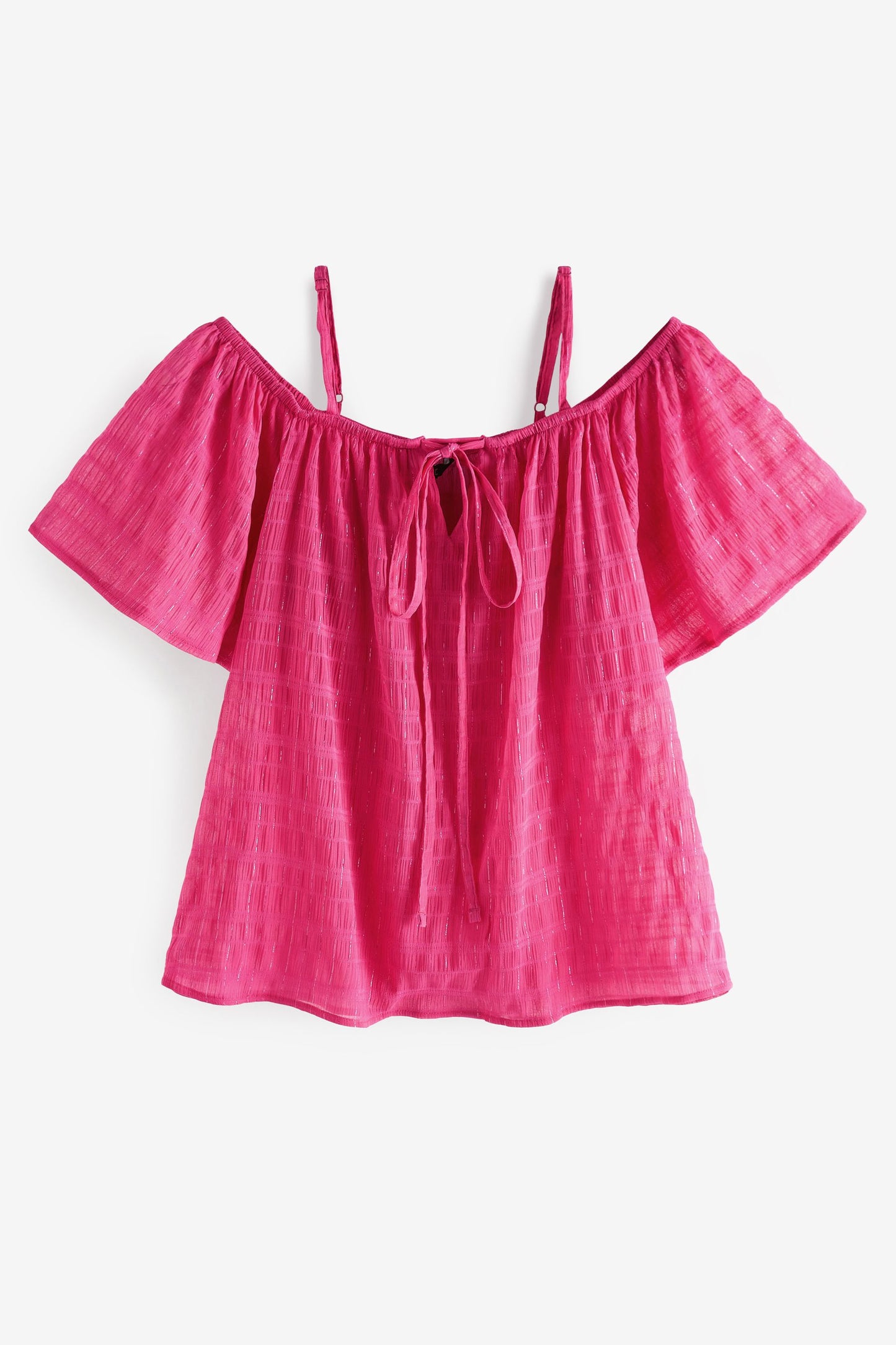 Strappy Sparkle Bardot Top Pink