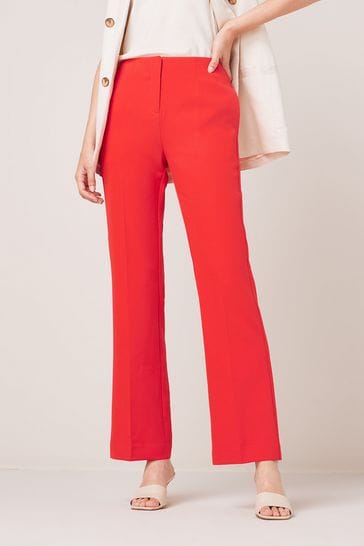 Red Smart Flare Trousers