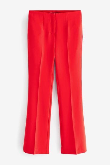 Red Smart Flare Trousers