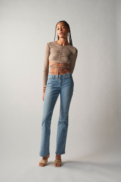 Stretch Flare Super Low Rise Jeans