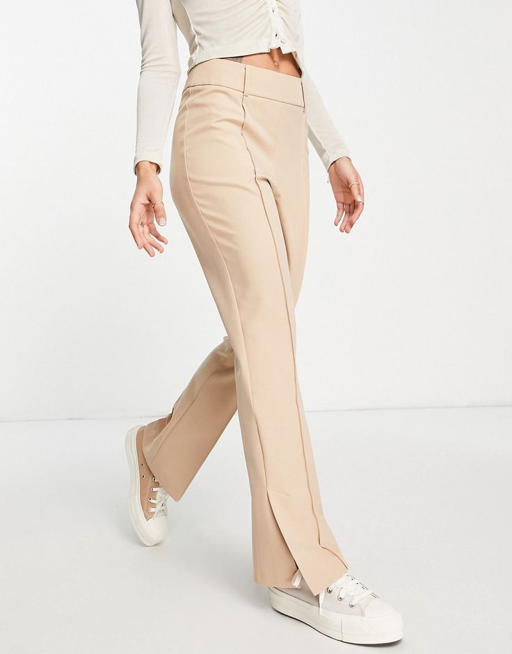 Split Hem Kickflare Trouser In Camel