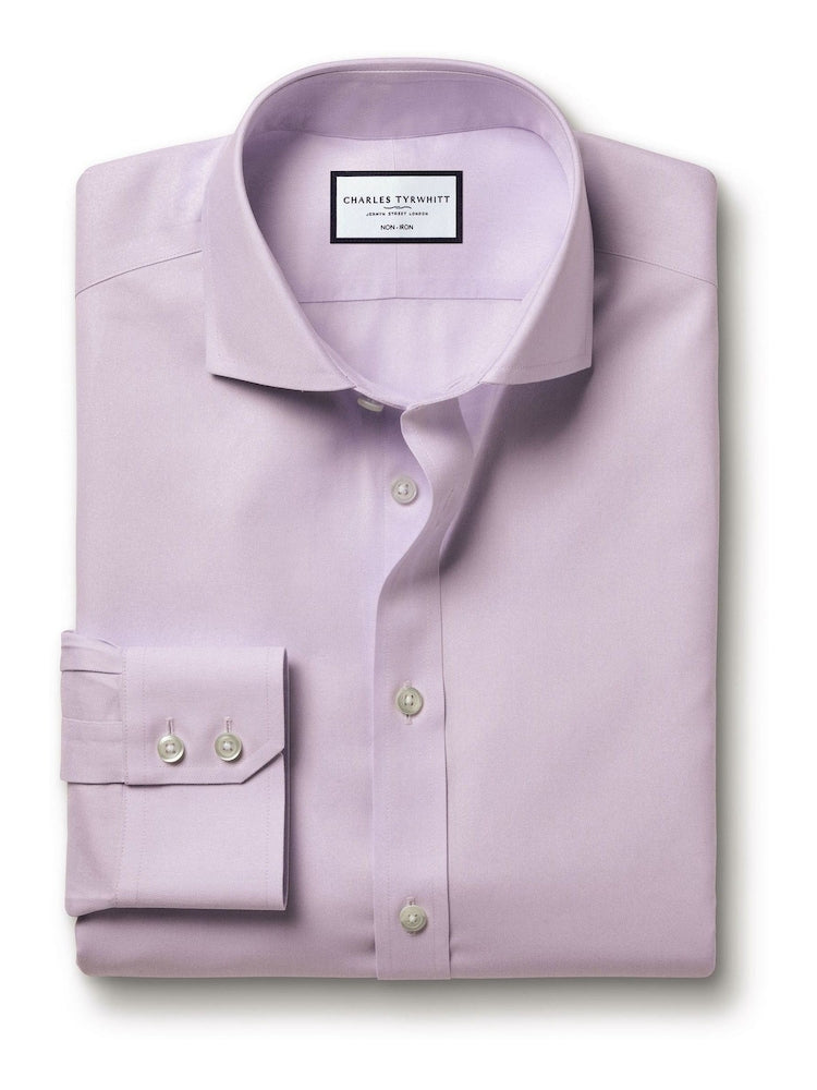 Purple Lilac Non-iron Twill Cutaway Slim Fit Shirt