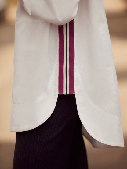 White Long Sleeve Side Stripe Shirt