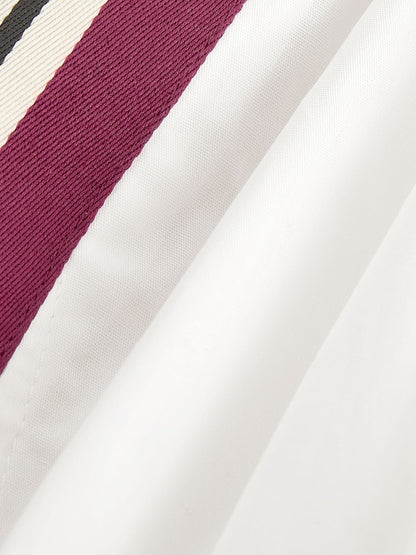 White Long Sleeve Side Stripe Shirt