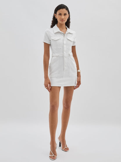 Denim Mini Dress In White
