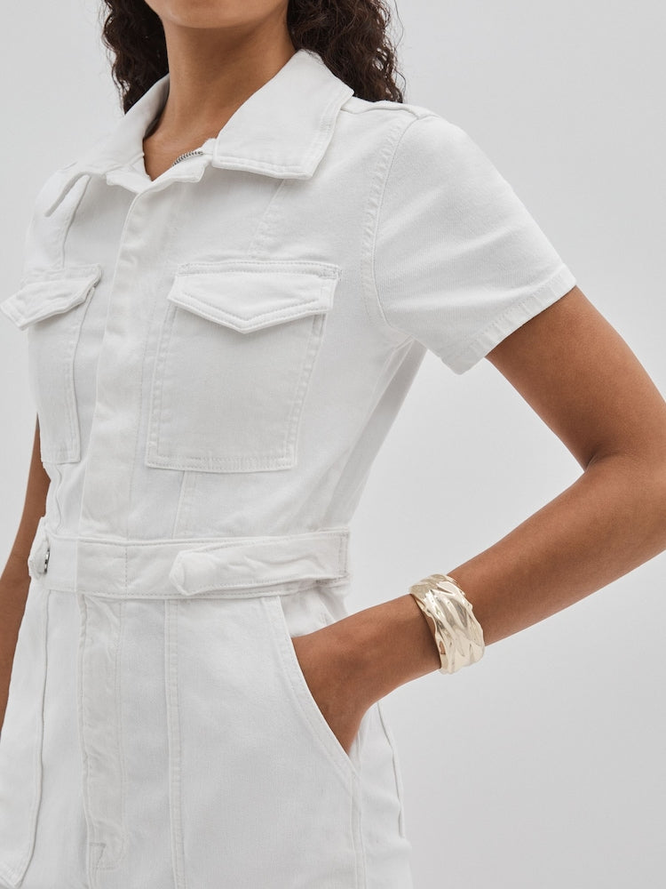 Denim Mini Dress In White