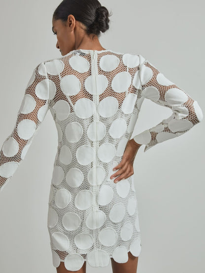 Atelier Sheer Embroidered Mini Dress In Ivory