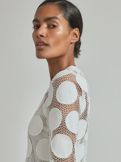Atelier Sheer Embroidered Mini Dress In Ivory