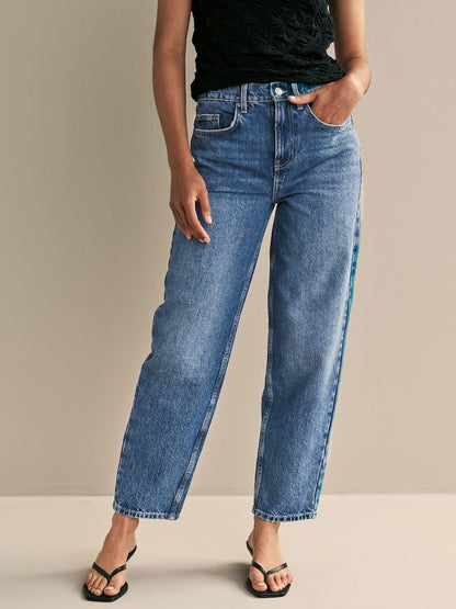 Dark Blue 100% Cotton Barrel Jeans