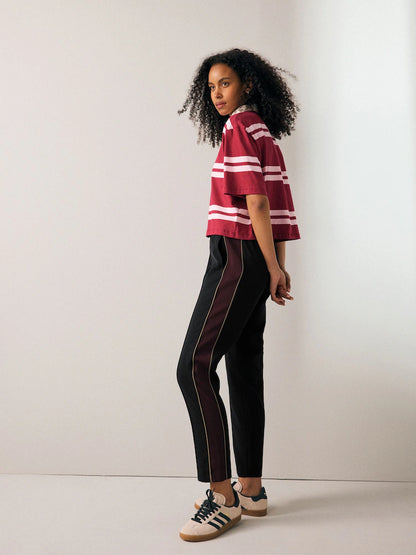 Black Tapered Track Pant Trousers