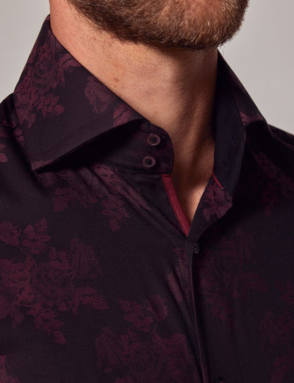 Burgundy Floral Jacquard Shirt