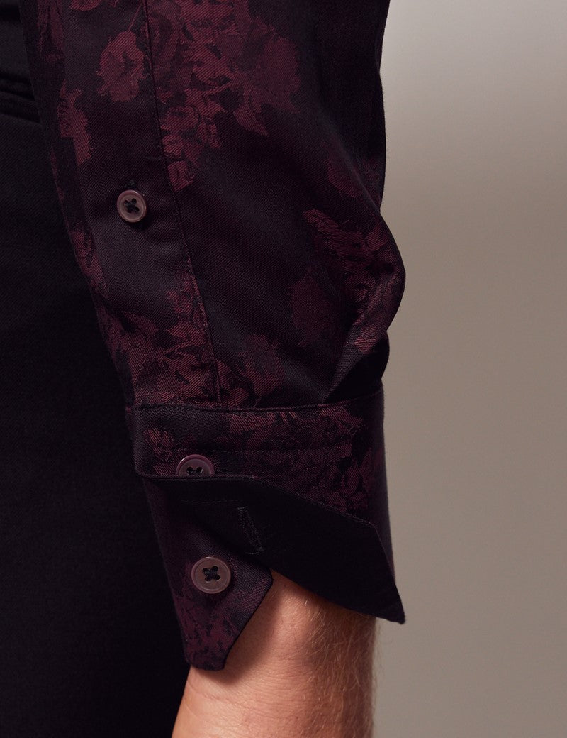 Burgundy Floral Jacquard Shirt