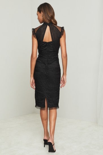 Black Mesh Cocktail Bodycon dress