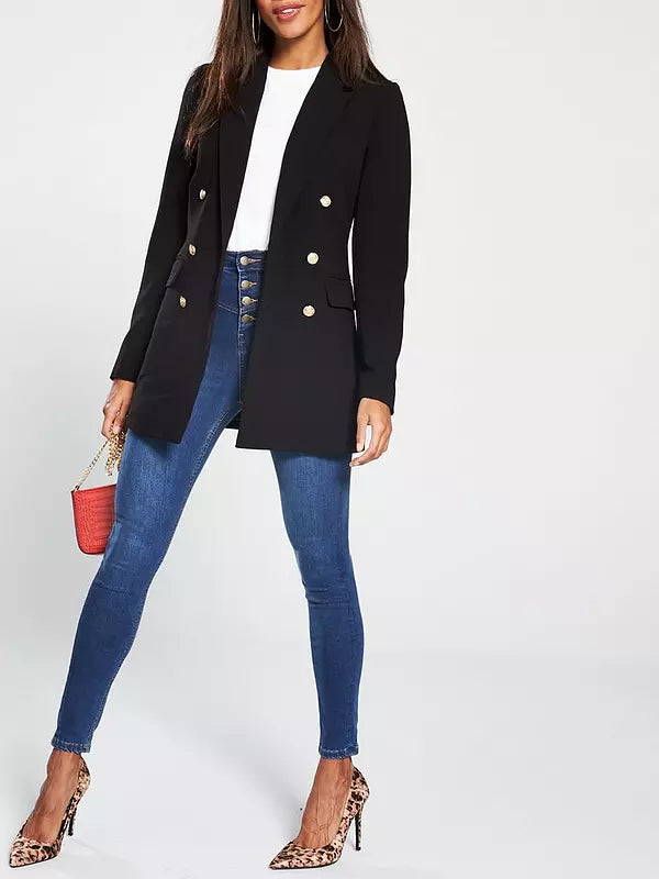 Longline Military Jacket - Black