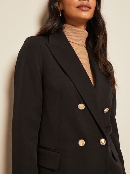 Black Military Double Breasted Tailored Blazer