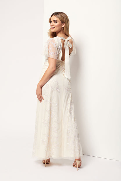 Cream Wrap Maxi Dress