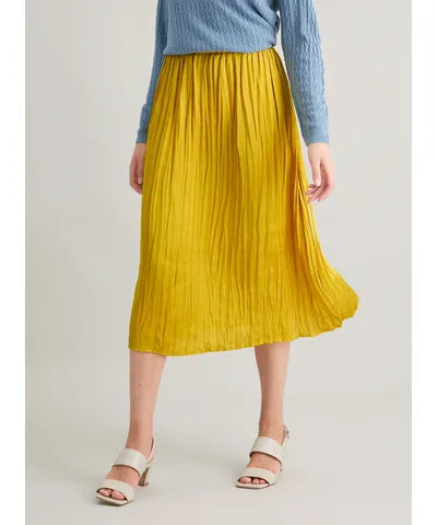 Mustard Satin Midi Skirt