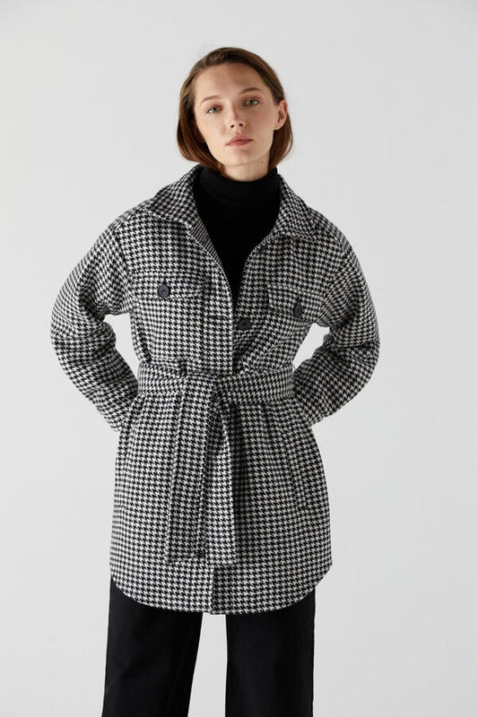 Houndstooth Quilted Overshirt