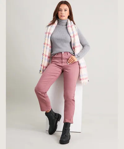 Dusty Pink Slub Straight Leg Jeans