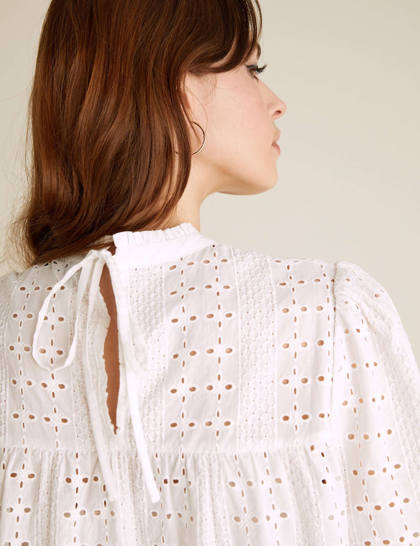 Pure Cotton Broderie Short Sleeve Blouse