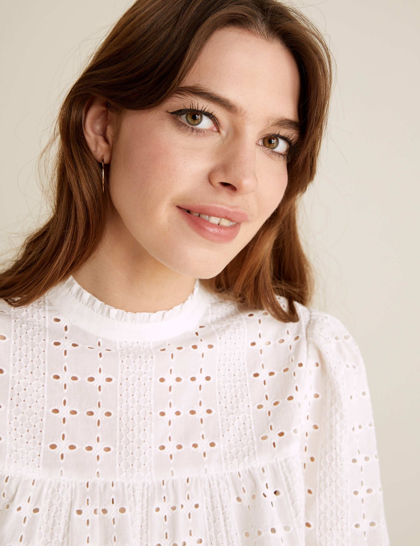 Pure Cotton Broderie Short Sleeve Blouse