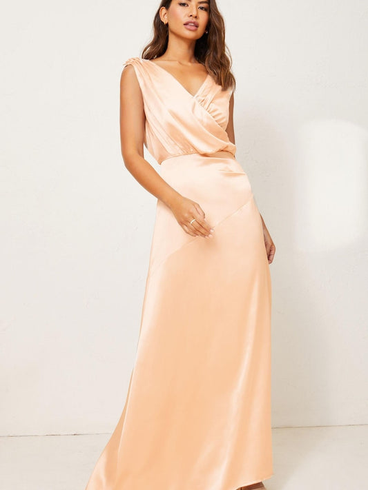 Gold Maisie Satin Drape Bridesmaid Dress