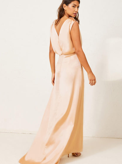 Gold Maisie Satin Drape Bridesmaid Dress