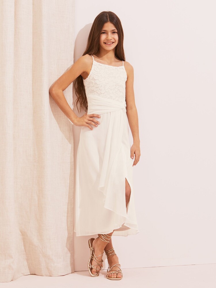 Lipsy White Lace Strap Maxi Occasion Dress