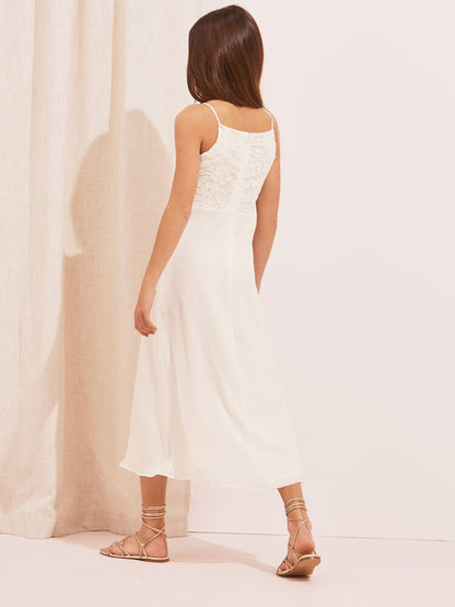 Lipsy White Lace Strap Maxi Occasion Dress