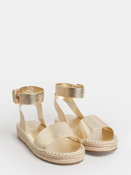 Curve Gold Extra-Wide Fit Flatform Espadrille Sandals