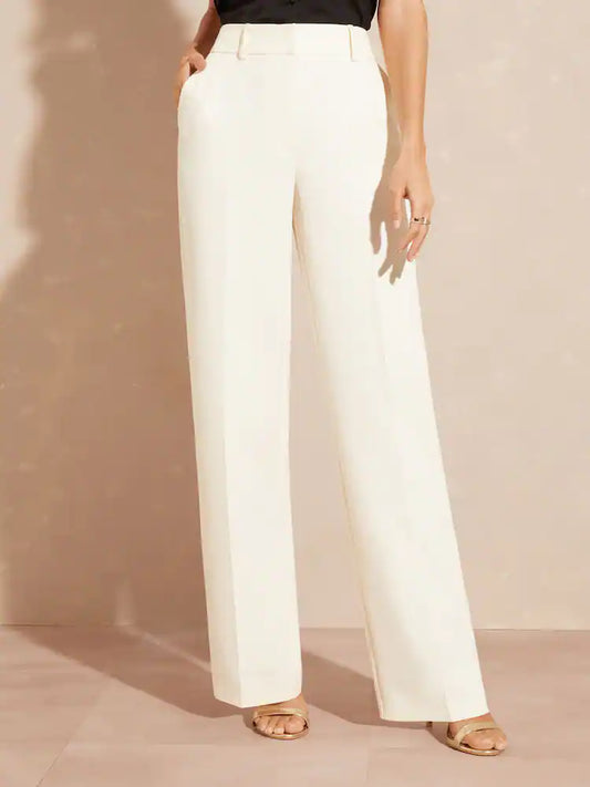 Love & Roses Ivory High Waist Wide Leg Tailored Trousers