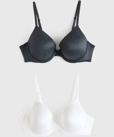 Clothing Animal Jacquard Print Underwired T-Shirt Bra 2 pack