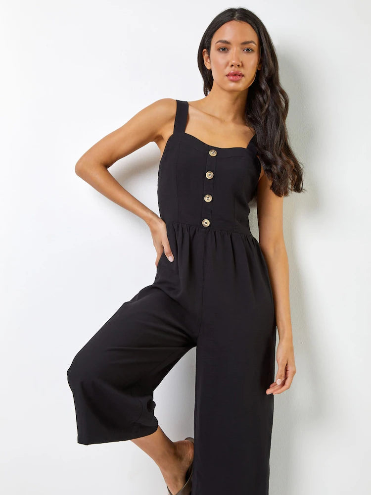Black Wide Leg Culotte Jumpsuit
