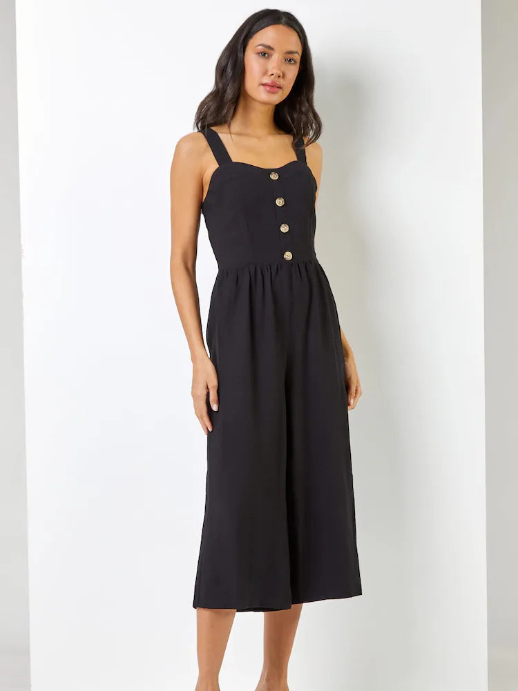 Black Wide Leg Culotte Jumpsuit