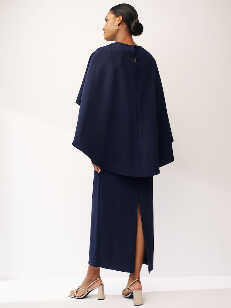 Next Navy Blue Cape Maxi Dress